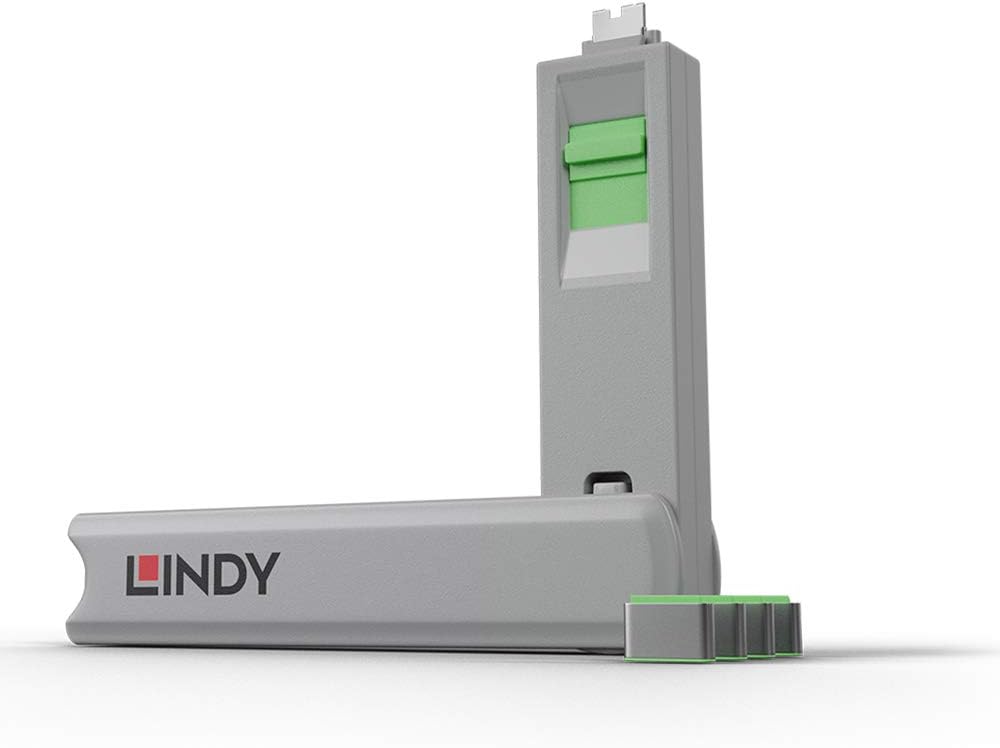 Lindy USB Type C Port Blocker Key, Green - Pack of 4