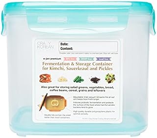Crazy Korean Cooking Premium Kimchi, Sauerkraut Fermentation and Storage Container with Inner Vacuum Lid, Sandy Brown (1.3 Gal (5.2L) 1 PACK)
