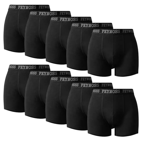 feynoss Boxershorts Herren 10er Pack - Atmungsaktive Männer Unterwäsche, Retroshorts Unterhosen Männer, XL für Fahrrad Fahren, Ball Sports