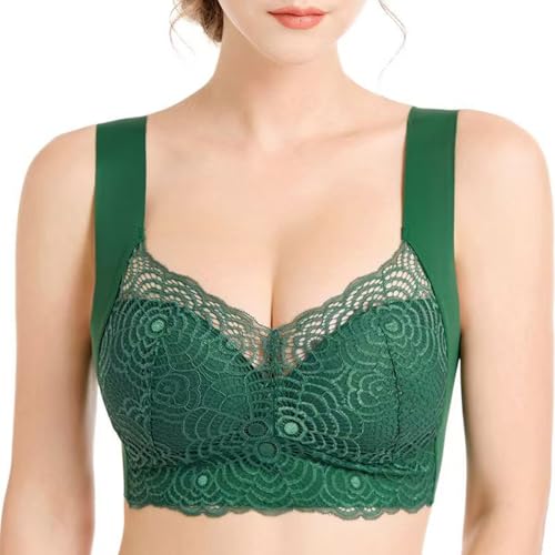 Soutien-gorge push-up grande taille sans armatures dos bas en dentelle verte d'été