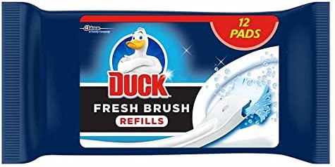 Toilet Duck Fresh Brush with Holder-Toilet Bowl Cleaner Starter Kit- with Duck Fresh Brush Refill (12 Flushable Cleaning Pads)
