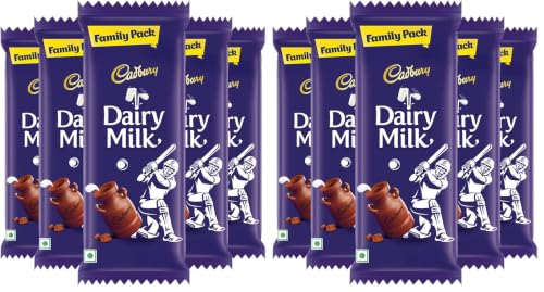 Image of Cadbury Dairy Milk Family Cricket Pack Chocolate Bar, 112 g (Pack of 10)