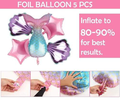 Image of Party Propz Mermaid Theme Birthday Decorations - Large 68Pcs, Birthday Decoration Items For Girl, Mermaid Foil Balloon, Happy birthday Decoration Kit ,Mermaids Balloons for birthdays