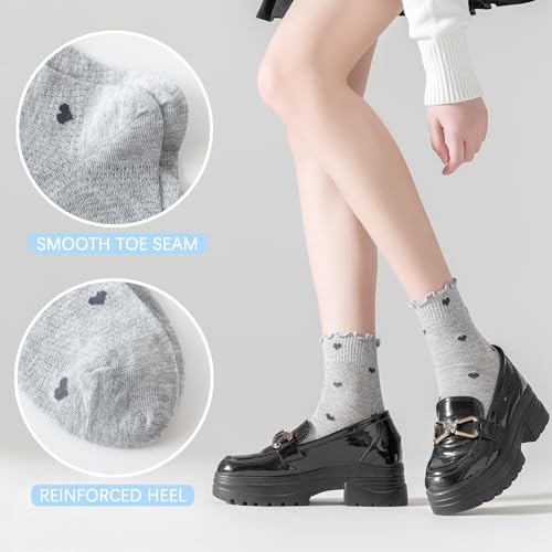 Mcool Mary Women's Ruffle Socks,Casual Ankle Mesh Breathable Thin Cool Knit Cotton Cute Crew Frilly Sock 6 Pack3