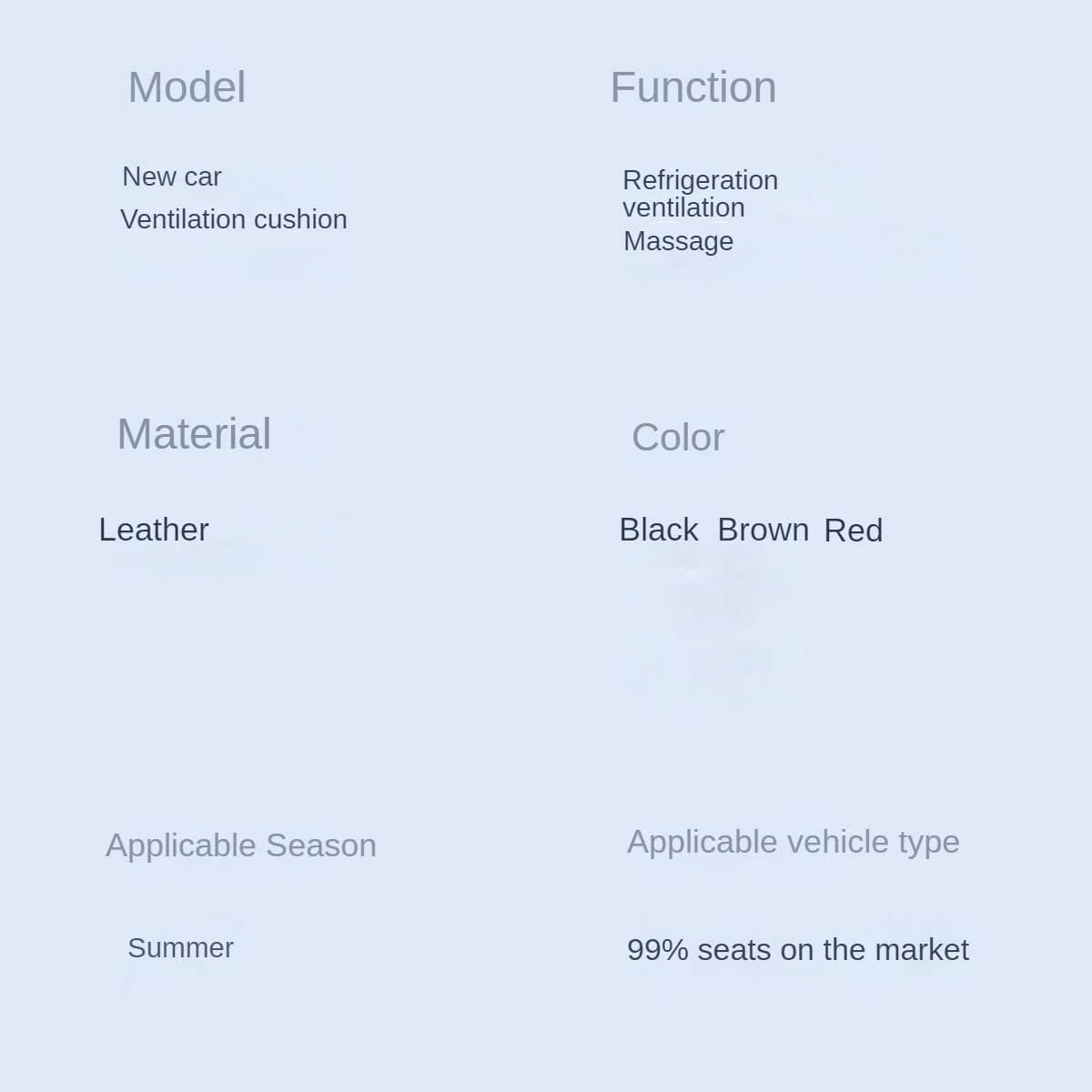 2023 Cojín de Asiento de refrigeración con purificación de Aire, sensación Corporal cómoda a 15 °C, Masaje de vibración Inteligente, 3 velocidades, protección contra sobrecalentamiento-Red
