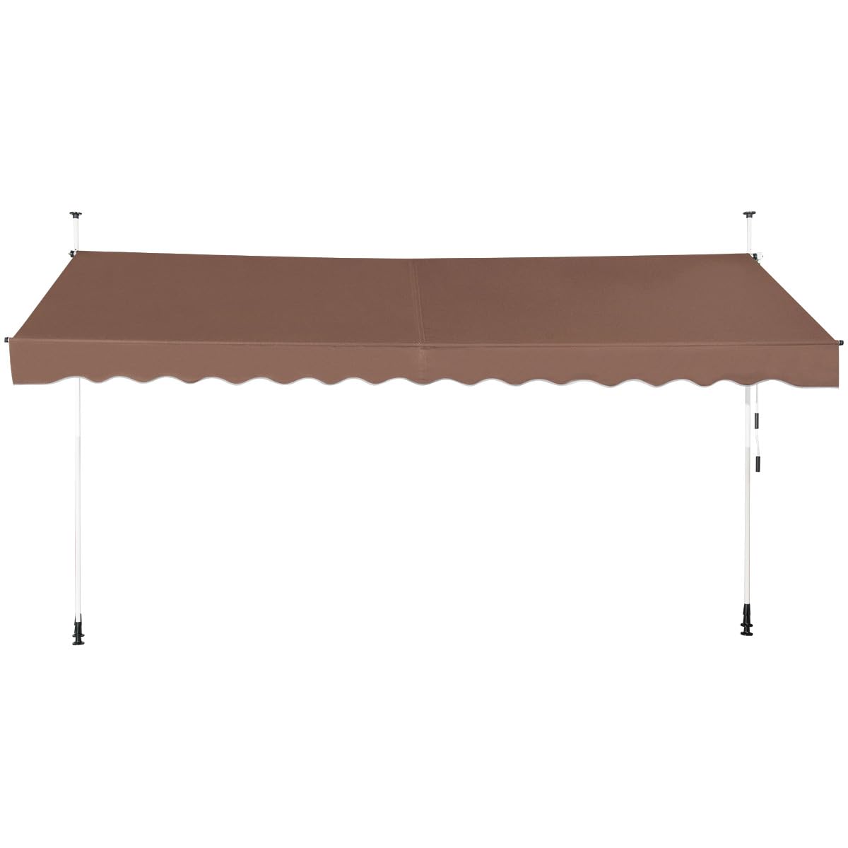 RELAX4LIFE Store Banne Manuel sans Perçage, Auvent Balcon Rétractable avec Manivelle, Tissu Oxford Anti-UV Imperméable, Hauteur Réglable 2-3 M, Store Banne pour Porte Fenêtre (Marron,400 X 125 cm)