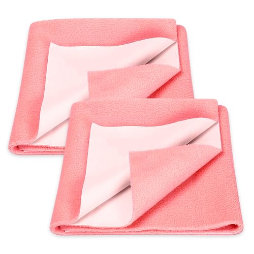 Image of GLUN® Quick Dry Absorbent Baby Bed Sheet for Mattress Protector, Pack of 2 Baby Cute Pink Bed Sheet, Size 70x100cm, Waterproof, Quick Drying, Anti-Itching Cloth