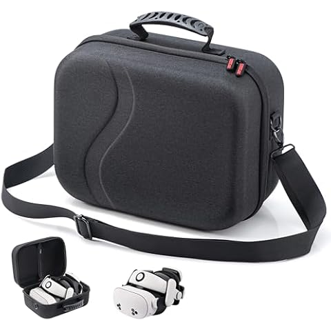 Large Carrying Case for Meta Quest 3S/Quest 3, Hard Travel Case for BOBOVR S3 Pro/Kiwi Design Battery Head Strap, Controllers and Other Accessories, Portable Travel Bag for Oculus Quest 3S, Black Cover