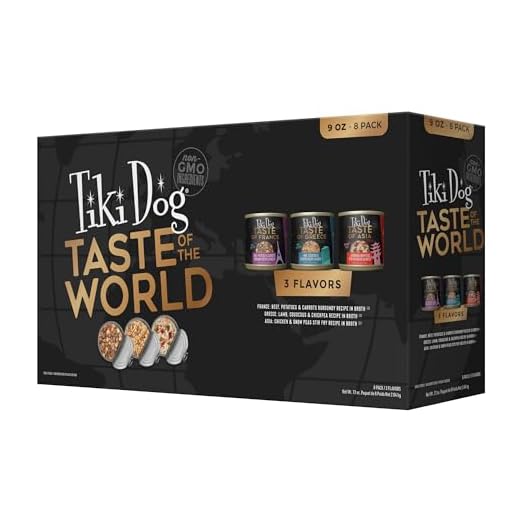 Tiki Dog Taste of The World Wet Dog Food, Variety Pack, 9 oz. Can (8 Count)