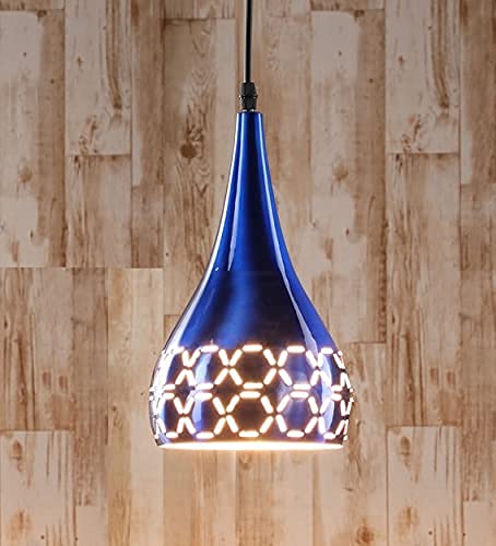 Image of GreyWings 3 Light Hanging Light for Home, Blue Aluminium Pendant Light with E27 Holder, Modern Ceiling Hanging Lamp for, Bulb Not Included, Cluster Set