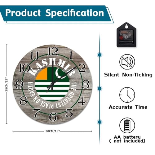 Horloge murale drapeau du Cachemire silencieuse pour décorer sans bruit - 7