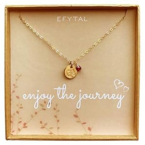 EFYTAL Graduation Gifts, Tiny Gold Filled Ohm Necklace on Enjoy The Journey Card, Dainty Om Pendant - Yoga Necklace, Retirement Gifts