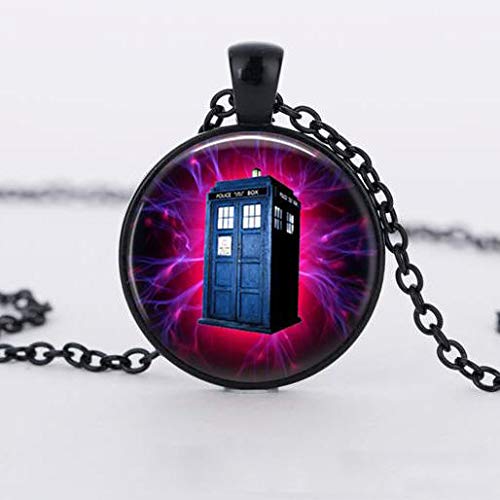 Pendentif artistique en verre Doctor Who Tardis Space Collier Doctor Who Cabine de police cabochon en verre