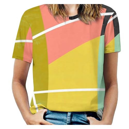 T-shirt manches courtes respirant imprimé coucher de soleil pour un look d'été frais XL