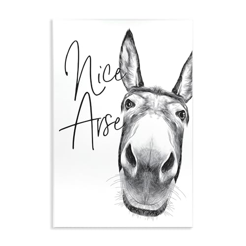 Image of Stupell Industries 'Donkey Bathroom Humor', Wall Plaque Art, 10 x 15 Inches, Easy to Hang and Sturdy, Made in USA, by Lettered and Lined