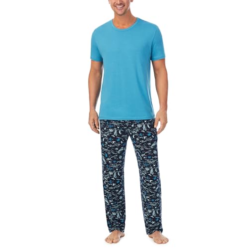 Cuddl Duds Sleepwear for Men Short Sleeve Crewneck Shirt and Long Pant Pajama Set2