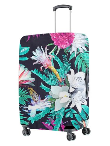 Image of Cortina Tropical Print Travel Suitcase Eco-Friendly Cover | Small | Fits 18-22 Inch Luggage | Polyester-Spandex | 55cm (20 inches) | Luggage Protectors | Anti Scratch /Dust | Pack of 1 | Blue 1