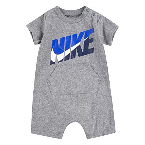 Nike Baby Boy Romper (Carbon Heather(56H547-GEH)/Blue, 3 Months)