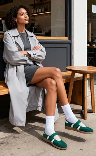 Image of Mary Jane Sneakers for Women Slip on Ballet Flats Walking Retro Sneakers | Round Toe Mary Jane Shoes,Hook and Loop,Lightweight Footwear,Women Fashion Sneakers for Walking, Travel, Workout, Daily Wear