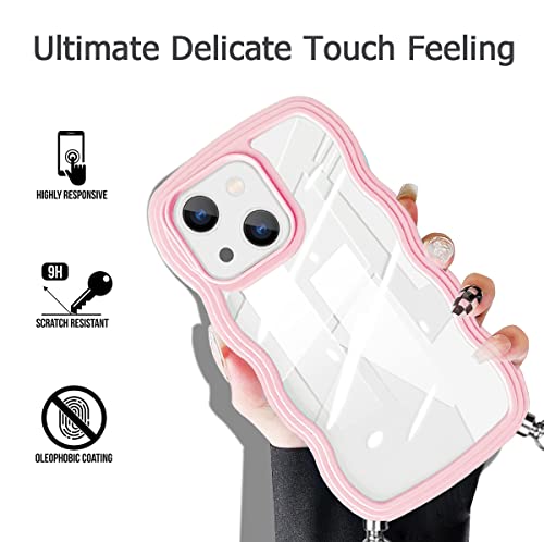 Capinnidu Crystal Clear Iphone 14 Plus Case With Crossbody Strap Adjustable Lanyard Detachable Transparent Shockproof Protective Bumpers Anti-Scratch 6.7 Inch Pink #TOP4