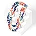 Justinstones Dyed Multi-color Shell Rice Oval Triple Strands Twisted Rope Vintage Statement Necklace Multi Layer Beads Chain Choker Necklace 23 Inch