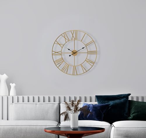Sorbus Big Wall Clock, Roman Numeral Decor, Battery Operated (16", Gold) - image 1