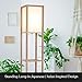 Brightech Maxwell - Modern Shelf Floor Lamp with Lamp Shade and LED Bulb - Corner Display Floor Lamps with Shelves for Living Room, Bedroom and Office - Natural Wood