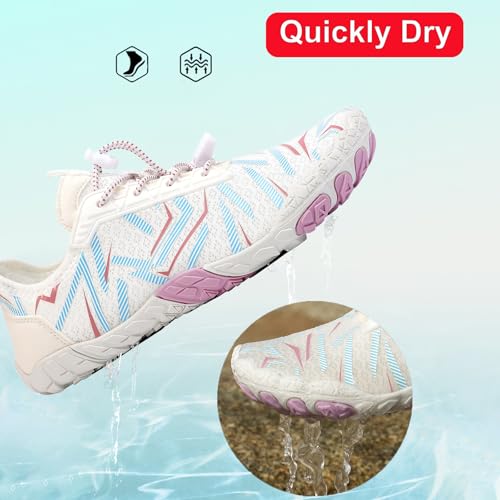 Image of Beach Water Shoes for Women Men Quick Dry Non-Slip Wide Toe Hike Barefoot Footwear for Beach Pool Aqua Swim Surf Walk