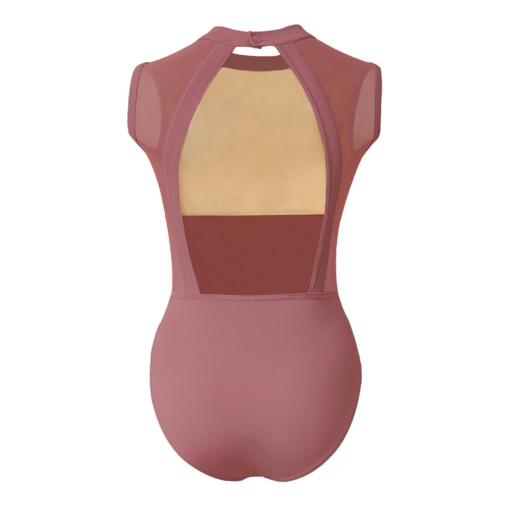 ROYAL SMEELA Traje de Baile Mujer sin Mangas ni Espalda Body y Ballet con Cuello Alto Adultos - Elegante Maillot del Danza Sexy para Bailarinas