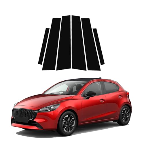 Cubiertas de pilares exteriores de alta calidad en negro brillante para Mazda 2 Hatchback