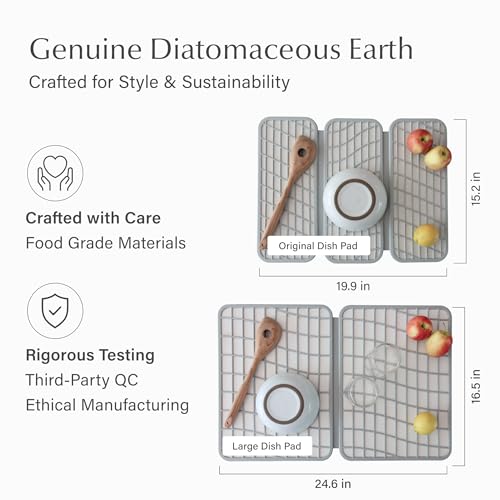 Dorai Home Dish Pad - Collapsable Stone Dish Drying Mat with Diatomaceous Earth for Quick Drying - Ultra Absorbent - Encased in Silicone - Eco-Friendly, Foldable - Large 24.6" x 16.5", Sandstone by Dorai - Image 4