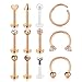 incaton 16 Gauge Naso Septum Labbro Labret Piercing Orecchio Helix Trago Cartilage in Acciaio Inox Gioielli Piercing 12 Pezzi Oro Rosa