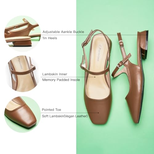 Image of C.Paravano Slingback Flats | Slingback Sandals for Women | Sandals Flats | Adjustable Ankle Strap Shoes