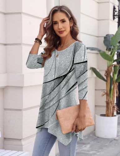 Image of Zeagoo Womens Tops 3 /4 Sleeve loose fit dressy Tunics Plus Size Boho Shirts