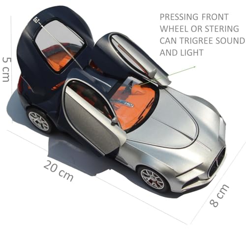 Image of SPITEN 1 /24 Bugatti Toy Car Exclusive Alloy Metal Pull Back Die-Cast Car Scale Model With Sound Light Mini Auto Toy For Kids Metal Model Toy Car With Sound And Light, Multicolor