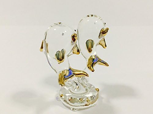 Figurine Animal Miniature Hand Blown Glass Dolphins.
