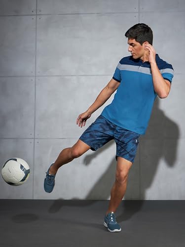Image of TECHNOSPORT Men's Regular Fit All Over Print Stretchable Shorts with Quick Dry, Anti Odour for Gym, Sports and Regular Use