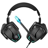 Auriculares Gaming, PHOINIKAS Auriculares con Micrófono para PS4/PS5/PC/Xbox One/Switch/Laptop, Micrófono con Cancelación de Ruido, Sonido Envolvente Estéreo, Controladores de 50 mm, Luz LED