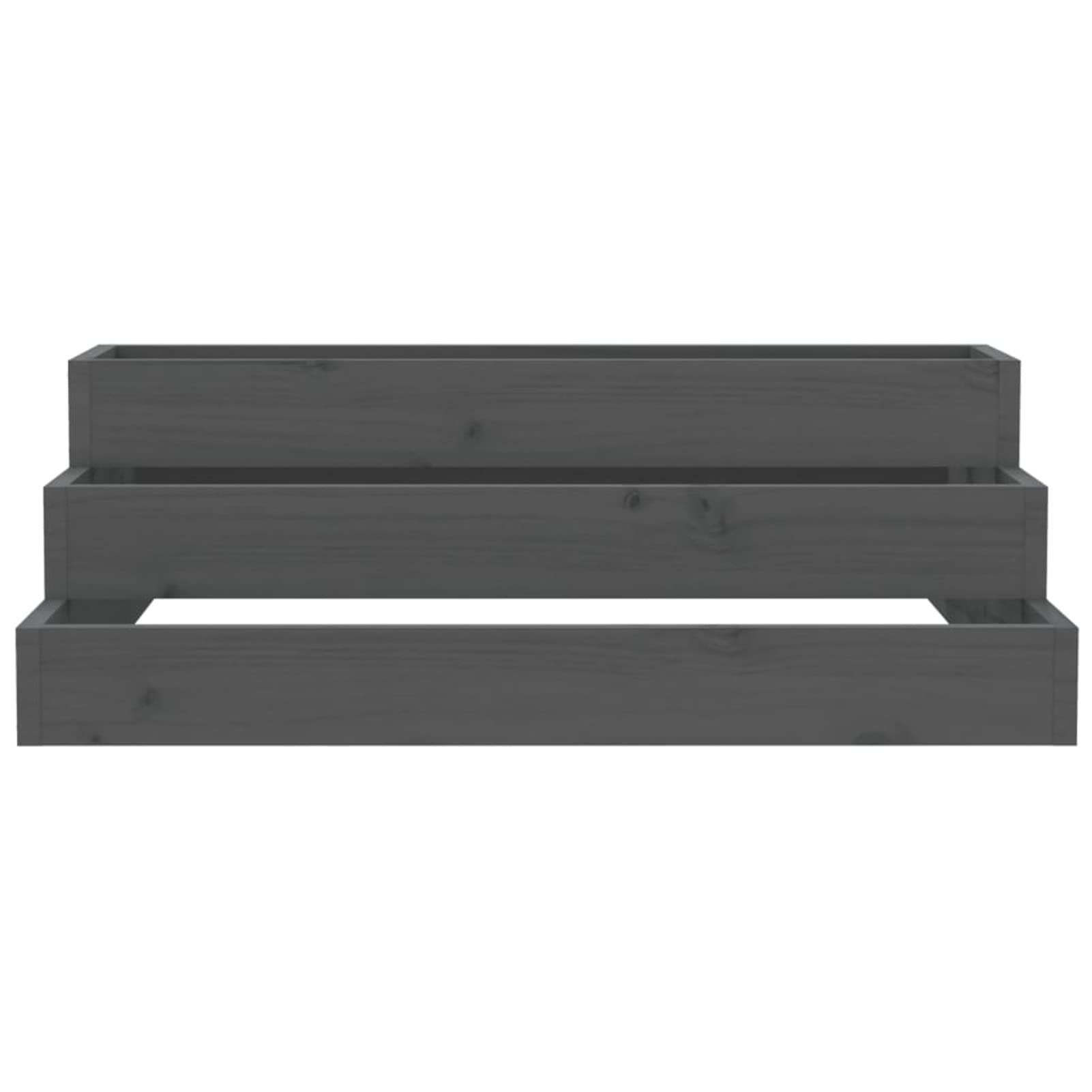 Festnight Jardiniere Bois Potager Exterieur Carré à Plantes en Bois Jardinière à 3 Etages en Bois,pour Balcon Serre Terrasse Cour, Bois Massif de pin-Gris pine-80 x 80 x 27 cm