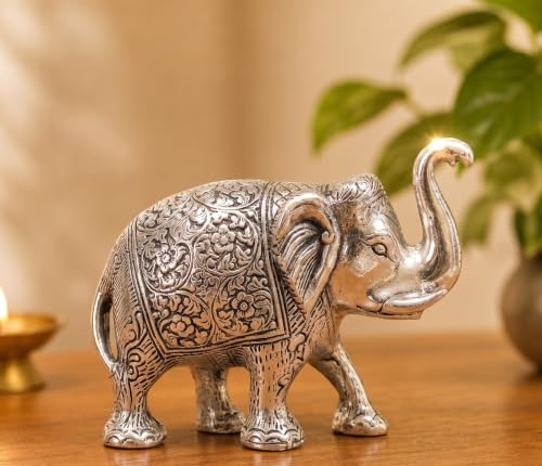 Image of KridayKraft Metal Elephant Silver Color for Showpiece Enhance Your Home,Office & Table and Gift for Have House Warming Anniversaries, Birthday..