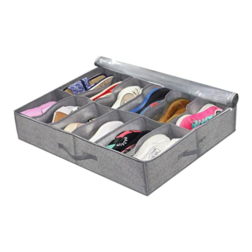 Taidda Bolsa Plegable Debajo de la Cama de Gran Capacidad, Organizador de Almacenamiento No Tejido para el Hogar, Hotel, Lino Gris, Ideal para Ropa, Mantas, Almohadas, 29,5 X 23,6 X 5,9 Pulgadas