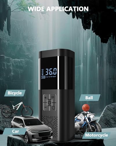 SERVOMASTER Elektrische Luftpumpe,Tragbar Akku Kompressor mit Manometer