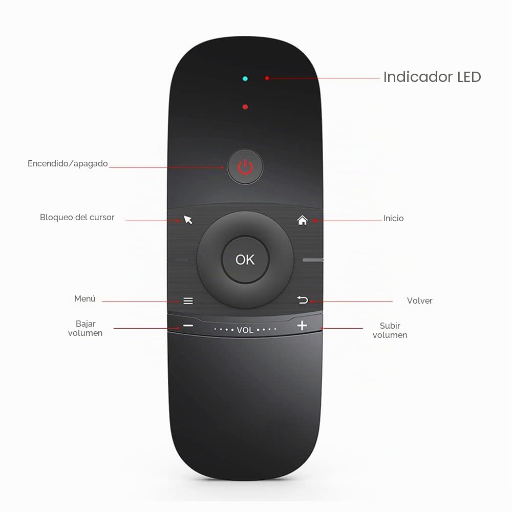 Ratón de Aire, Teclado Inalámbrico y Ratón para Android TV Box, Smart TV, Ordenador, portátil, proyector, HTPC, IPTV, Reproductor Multimedia