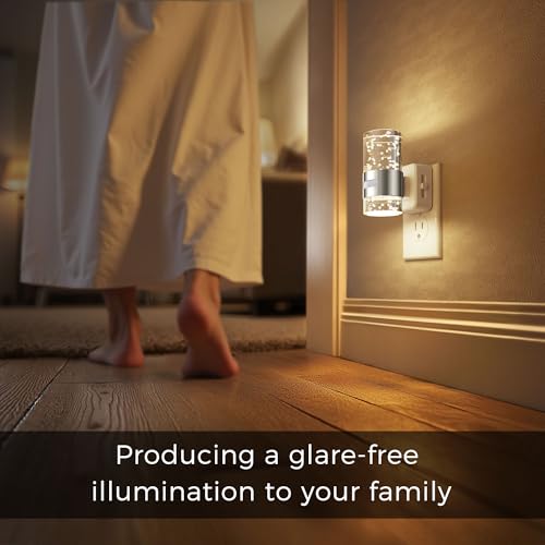 Image of L LOHAS LED Motion Sensor Night Light,Dimmable Night Lights Plug into Wall, 2 Pack 3000K Night-Lights with 0-100 LM Adjustable, Acrylic Bubble Plug in Nightlight for Bathroom Hallway Nursery