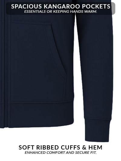Image of ADRO Men's Regular Fit Zip-Up Hoodie for man | 320 GSM Cotton Poly Fleece Zipper Sweatshirt with Soft Fabric & Printed Hoodies
