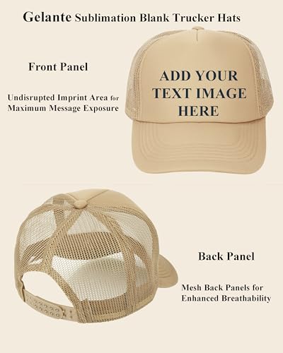 Image of Gelante 12 Pcs Sublimation Blank Trucker Hats - 5 Panel Mesh Snapback Baseball Cap Bulk