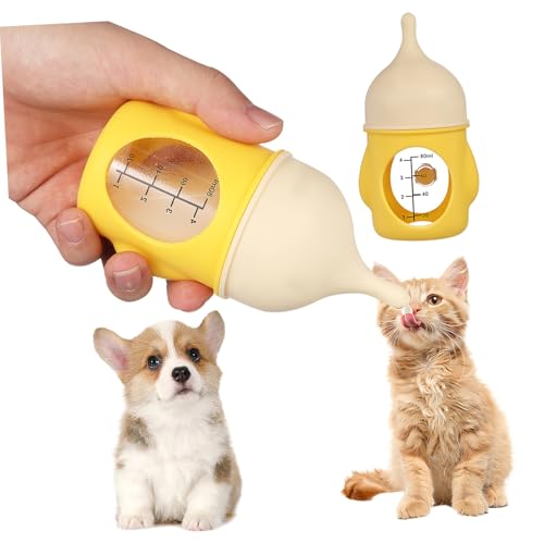 POPETPOP Pet Bottle Nursing Set Kitten Puppy Feeding Bottles 80ml Milk Feeder for Newborn Dogs Cats