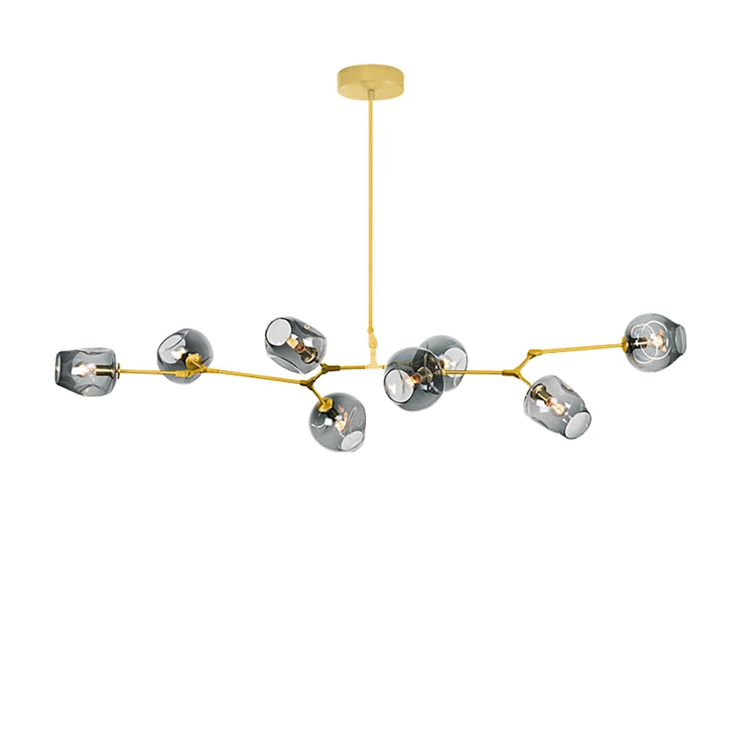 Flashing God Moden Gray 8-Light Sputnik Chandeliers High Ceiling Glass Chandeliers Livingroom Chandeliers Bedroom Chandeliers LED 3Color Lighting 2700K-4500K-6000K