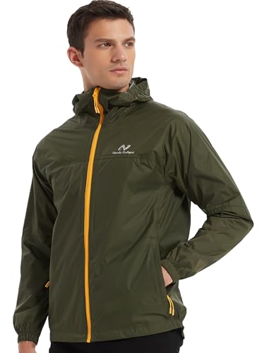 NORDIC OUTLAND Rain Jacket Men Packable Lightweight