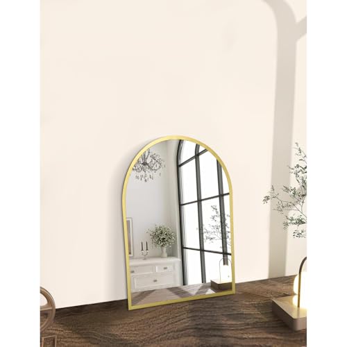 Image of Arched Bathroom Mirror for Wall, Arch Wall Mirror Aluminum Alloy Frame Mirror for Vanity Living Room, Bedroom, Entryway Small 16 inchx12 inch